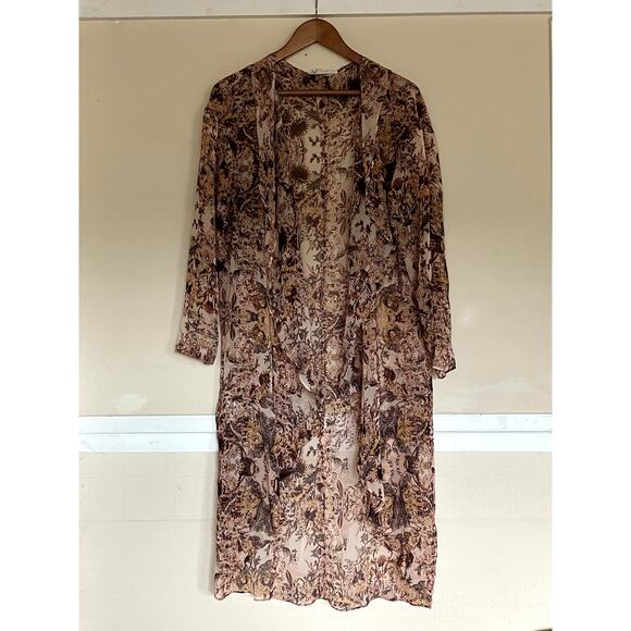 BCBGeneration Long Sheer Caftan Beach Cover Kimono Duster Wrap Size Small S - Picture 2 of 7